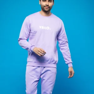 Lappen Fashion Men’s Lilac & Sky Blue Vako Typography Winter Co-Ords Set
