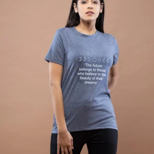 Lappen Fashion Women’s Milange Blue Typography Printed Half Sleeve T-Shirt