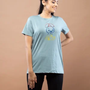 Lappen Fashion Women’s Colorful Bunny Printed Half Sleeve T-Shirt