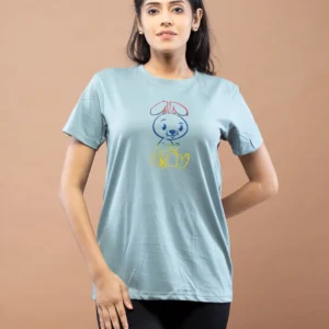 Lappen Fashion Women’s Colorful Bunny Printed Half Sleeve T-Shirt